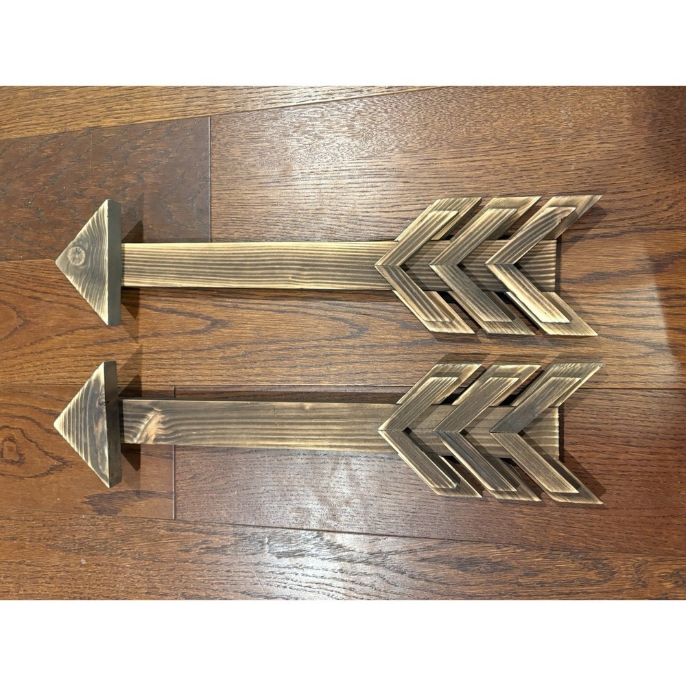 DECORATIVE WOODEN ARROW Home Wall Desk DECOR 19" LONG x 4" WIDE Set Of 2